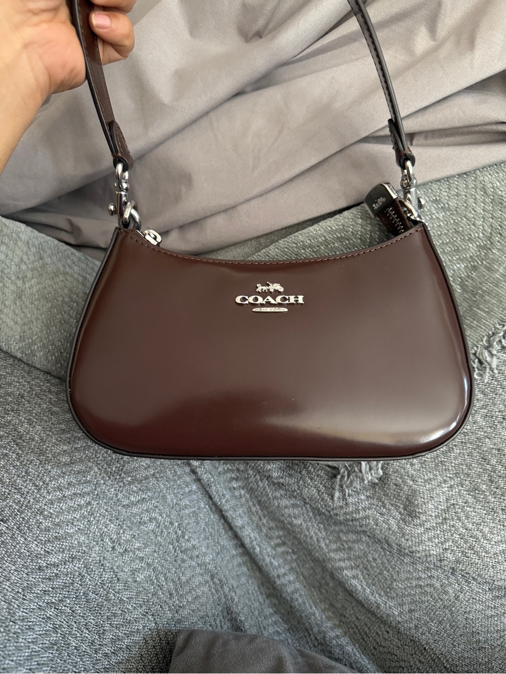 Coach Terri mini Leather Shoulder Bag - Dark Brown - Picture 7 of 9